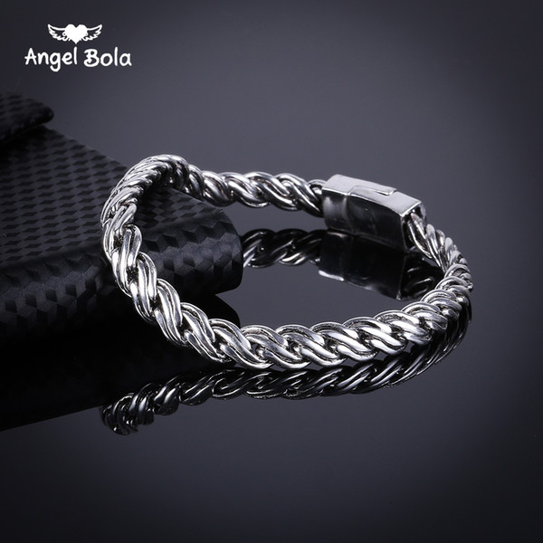 Fashion creative Men Bracelet Cuban links & chains Silver Bracelet for Bangle Male Accessory Wholesale Free Shipping