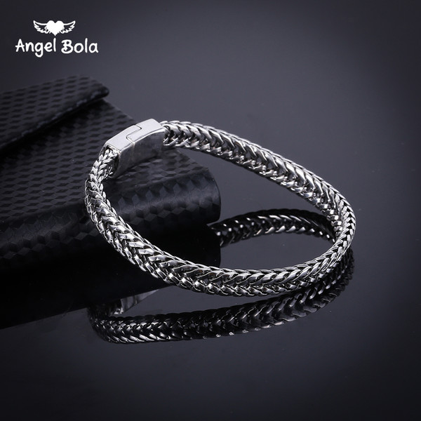 Wholesale 2018 Men's Bracelet Long Bracelet Silver Jewelry Braided Keel Chain Ancient Silver Bracelet Plating Copper Handsome High Qual