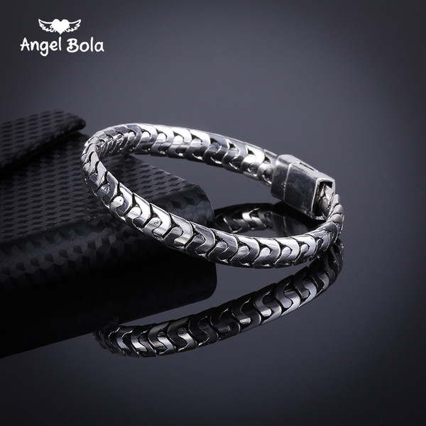 2018 Hot Sale fashion personality fish scale ancient silver bracelet men's retro simple hand Chain factory wholesale