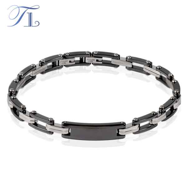 TL New Stainless Steel Silver Hologram Bangles Bracelets Luxury Black Ceramic Bracelets Men Bracelets Hot Sale Ceramic Jewelry