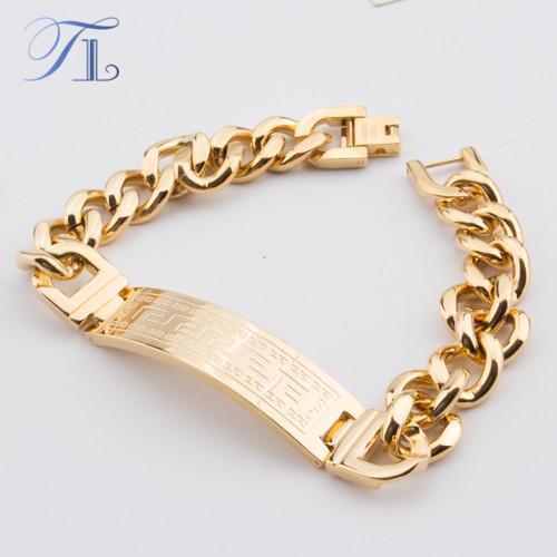 TL 2017 New Fashion Men Bracelets 316L Stainless Steel Bracelets Golden Plated AAA+ High Quality Style Bracelets For Mature Men