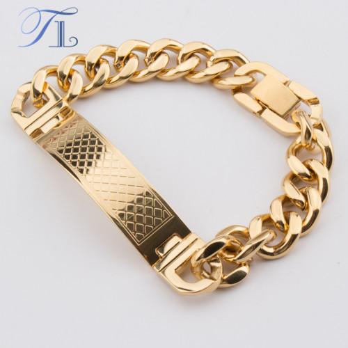 TL Stainless Steel Golden ID Bracelets Fashion Men Bracelet Mature Business Men Style Hot Sale Stainless Steel Bracelet Bangles