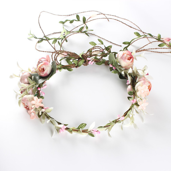 Adjustable Flower Crown Rose halo BOHO headbands for women girls wedding party festival maternity pictures head Garland hair Wreath 3 styles