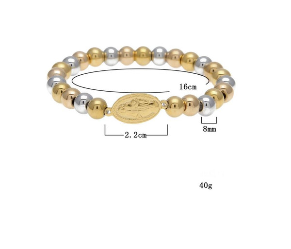 New European and American hip-hop fashion trend color-preserving and gold-plated personality Jesuit beads accessory Bracelet simple jewelry