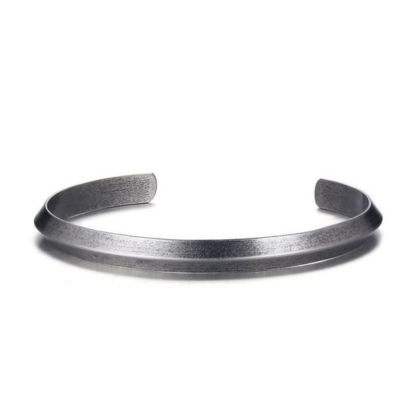 Vintage Bangle Men Retro Ancient Silver Color Cuff Bracelet Stainless Steel 6mm Wide Female Casual Jewelry for Men Women