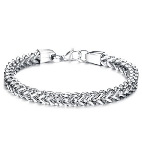 Link Chain Bracelets Fashion Punk High Quality Stainless Steel Bracelets Wholesale Gold Plated Brief Men's Titanium Steel Bracelets LBR038