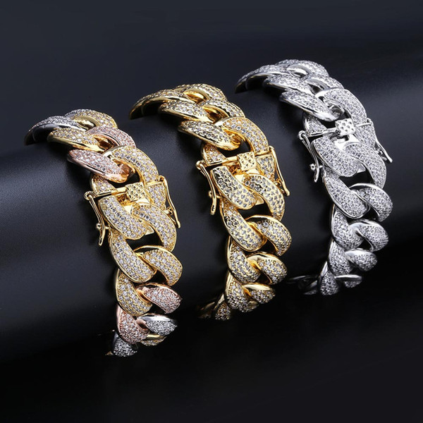 Tennis Bracelets Jewelry 2019 New Fashion Hip Hop Men's Grade Quality Zircon Bracelets Wholesale 18K Gold Plated Chains Bracelets LBR058