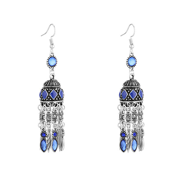 Earring European and American retro classical Indian lantern tassel earring female national style alloy black earring