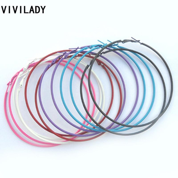 Wholesale- VIVILADY Fashion 6pairs colors/lot Big Colorful Hoop Earrings Dancer Jewelry Women Femme Bijoux Accessory Birthday Party Gifts