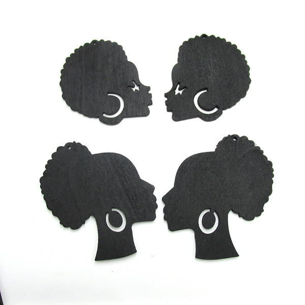 Wholesale- 6pairs/lot Black Afro Hair Wood Earrings For Women