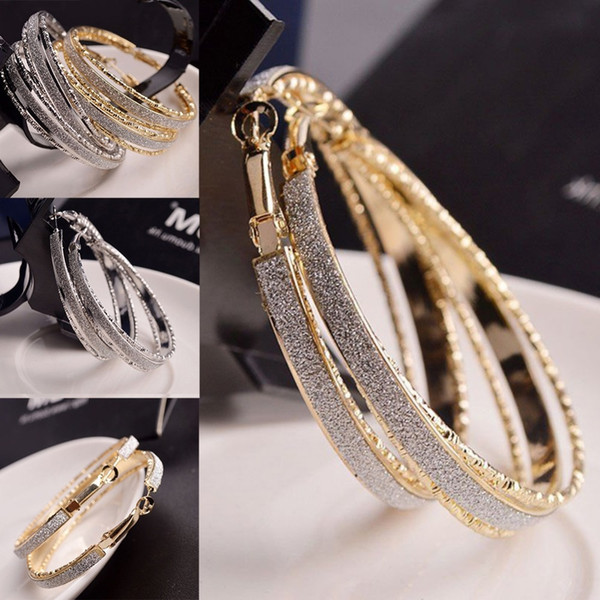 Wholesale- Fashion Big Hoop Earrings for Women Silver Plated Large Hooped Earings Big Earrings Ear Stud Jewelry Brinco Grande