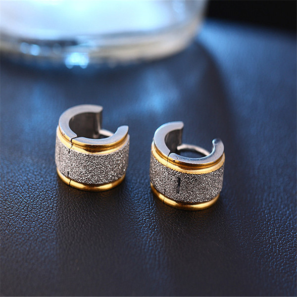 Stainless Steel Grinding Hoop Earrings For Women Men New Fashion Simple Silver Gold Earring Designs Punk Jewelry HZ