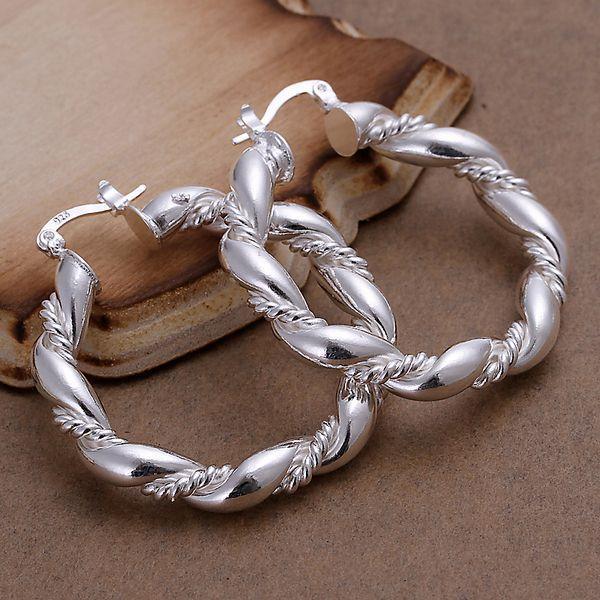 925 jewelry silver plated earrings ,925-sterling-silver fashion jewelry , Twisted Ring Earrings E156 /cilakzsa dztamraa E156