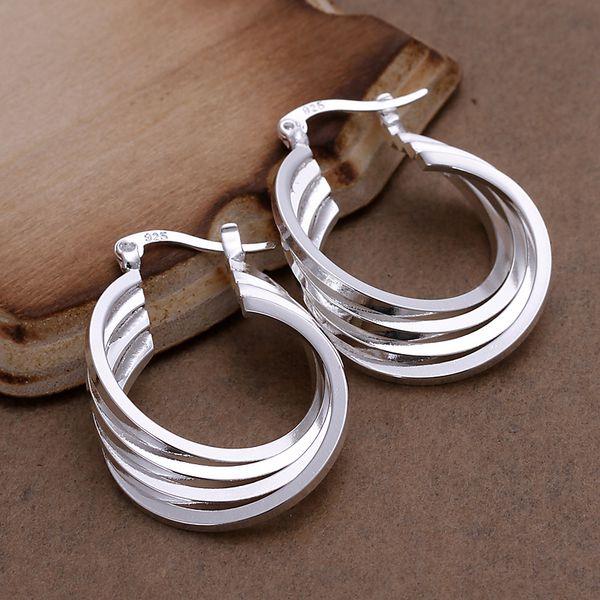 Wholesale- 925 jewelry silver plated earrings , 925-sterling-silver fashion jewelry , Four Ring Earrings E157 /dzamfga ehjamyqa LKNSPCE157