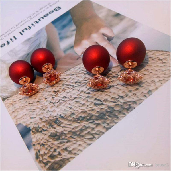 Korean fashion S925 sterling silver Christmas snowflake pearl double-sided earrings female models simple pearl earrings female models