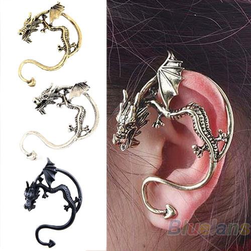 Retro Vintage Black Silver Bronze Punk Temptation Metal Dragon Bite Ear Cuff Clip Earring Earrings Wholesale Sale 06NI