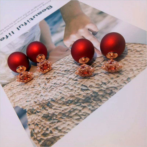 Fashion S925 Sterling Piercing Silver Christmas Snowflake Pearl Double-sided Earrings Female Models Simple Pearl Earrings Female Models