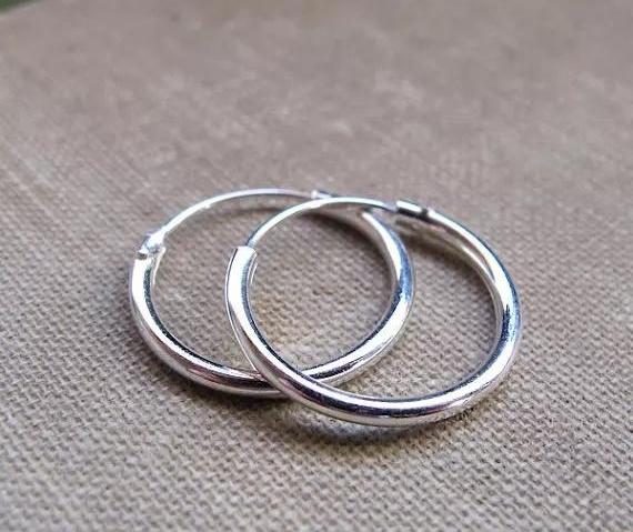 2018 Spring New Round Hoop Earrings Genuine 925 Sterling Silver 14mm,16mm, 18mm, 20mm for Men Trendy Circle Earrings Thick Than Normal One