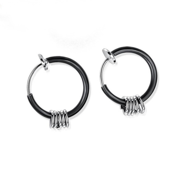 Temperament personality men's Titanium steel earrings star with the earrings tide people hip-hop nails boys circle Clip-on Screw Back