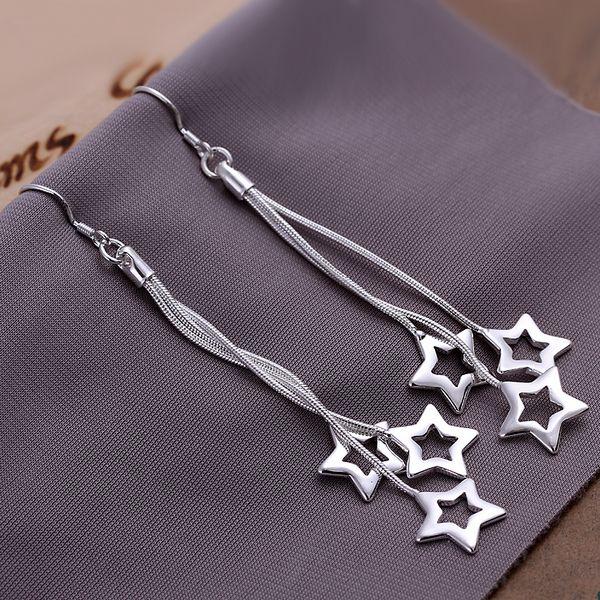 Free Shipping!!Wholesale silver plated Earring,925 jewelry silver,Triple Hollow Star Earrings SMTE161