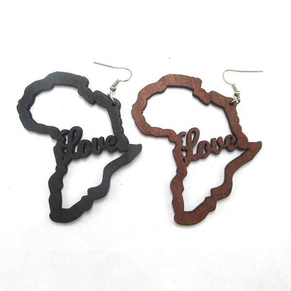 Wholesale- Free Shipping! Newest African Love Wood Earrings can mixed 2 colors