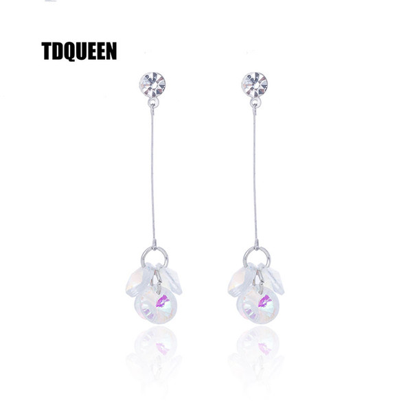 Cheap Drop Colorful Iridescent Crystal Dangle Earrings Silver Plated and Gold Color Trendy Women Fashion Cubic Zirconia Earrings Hanging