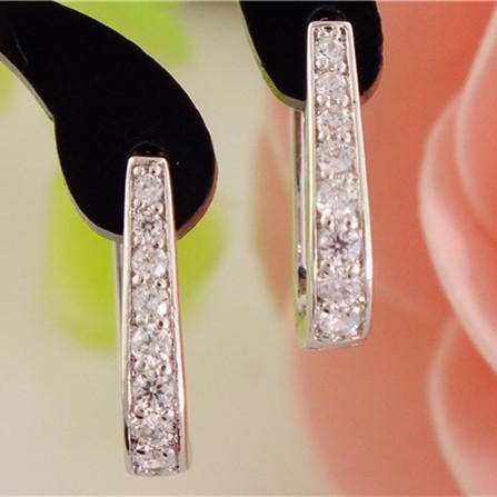 SHUANGR 1pair Silver U-Shape Hoop Earrings AAA Clear Cubic Zirconia Women Jewelry Elegant Tiny Hoop Earrings TB387