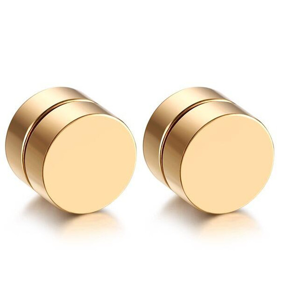 Magnetic Round Stud Earrings For Men Boy 316l Stainless Steel Magnet Ear Jewelry Don't Need Ear Canal