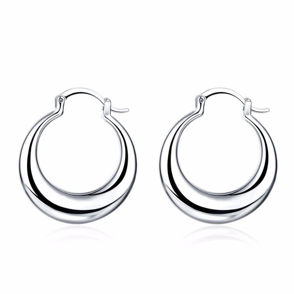 Wholesale- Crescent Moon Round Creole Hoop Earrings for Women Silver Plated Big Earring European Brand Fashion Statement Jewelry Gifts