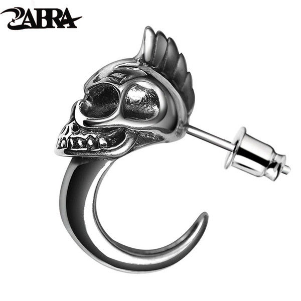 Zabra 925 Sterling Silver Skull Stud Mens Earrings Vintage Black Earring Men Punk Skeleton Studs For Men Biker Jewelry 1pcs C19041101