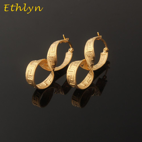 Wholesale- Ethlyn gold color G style eight shape african earrings Gold Color jewelry earrings design for women and girls