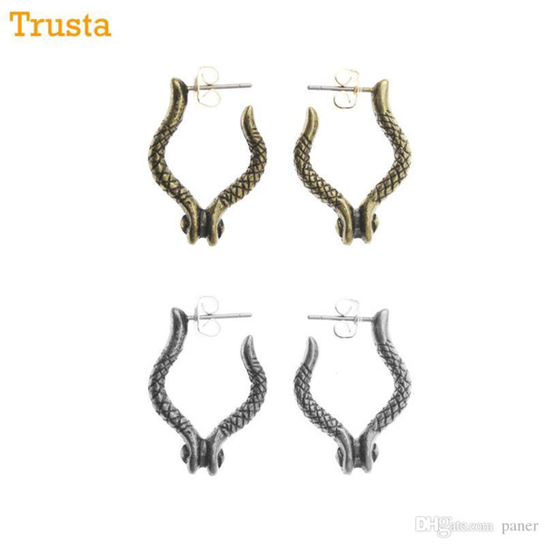 Wholesale- Trusta 2017 New Fashion Earring Women Vintage Silver Bronze 0.7