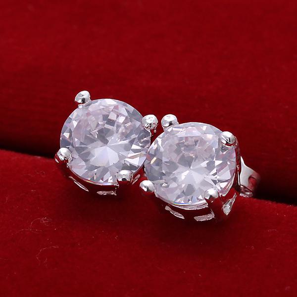 925 sterling silver around zircon diamond crysal stud earings e096 fashion gift boxes free shipping