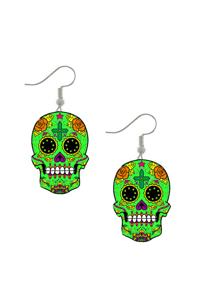 olorful Sugary Sweety Calavera Skull Dangle Earrings Celebrate Mexican Day of the Dead Halloween Acrylic Catrina Earring Colorful Sugary ...