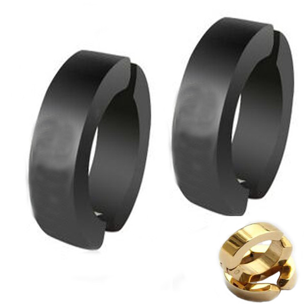 Man titanium steel earrings ear clip without pierced ears buckle women black gold silver earrings jewelry gifts