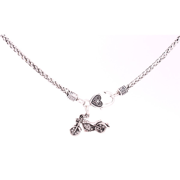 Rock Style Necklace Crystals Motorcycle Rook Charm Pendent Necklaces For Women Men Jewelry