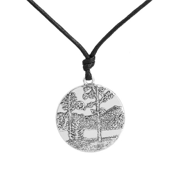 New Round Good Quality Fitness Zinc Alloy Antique Silver&Gold Floating Landscape Holy Tree Ever Green Scenery Rope Pendant Necklaces