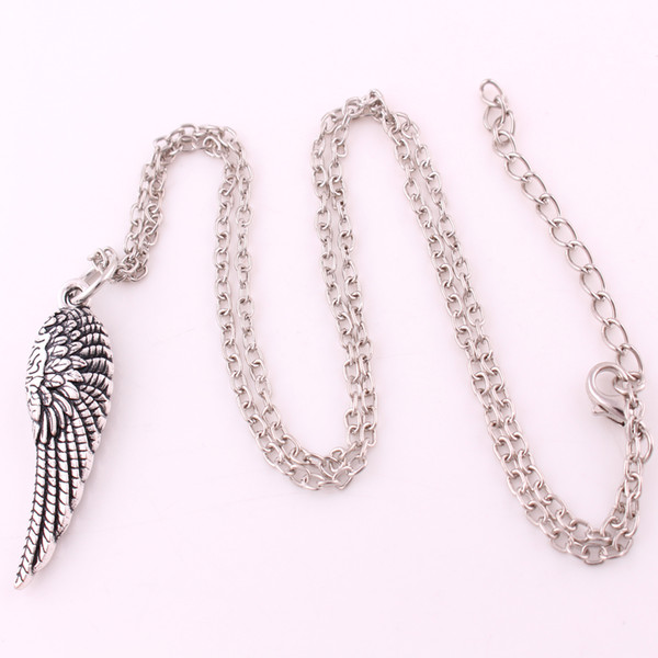 Vintage Silver Plated Angel Wing for Women/Men Link Chain Necklace Charms Pendants Jewelry Free Shipping