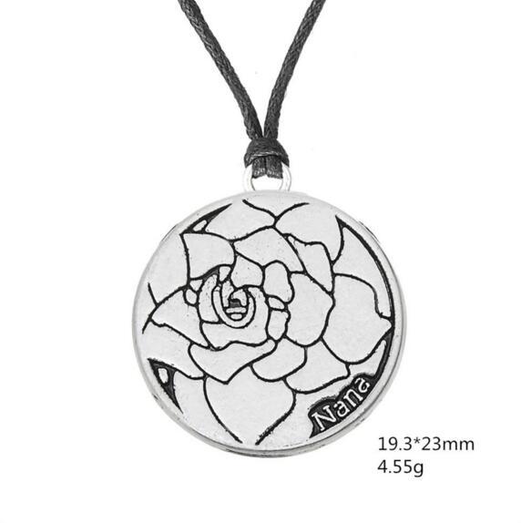 Women Men Pendant Necklace Rose Pattern In Round Charm Nana Written Rope Chain Personality Zinc Alloy Provide Dropshipping