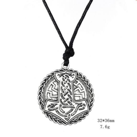 Slavic Thor Hammer Perun Pendant Necklaces Viking Jewelry Men Amulet Antique Silver Charm Personality Gift Jewelry