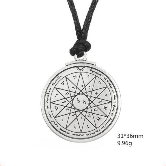 Viking Style Pendant Necklace Solomon Feeling Twelve-Pointed Star And Runes Pattern Rope Chain Zinc Alloy Provide Dropshipping