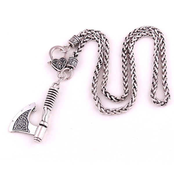 Men Viking Axe Jewelry Slavic Kolovrat Trinity Symbol Wheat Chain Pendant Charm Necklace