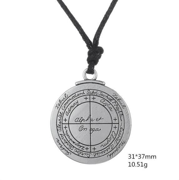 5pcs/Lot Good Luck Saturn Key Of Solomon Seal Pendant Vintage Necklace Amulet Punk Talisman Pendant Necklace