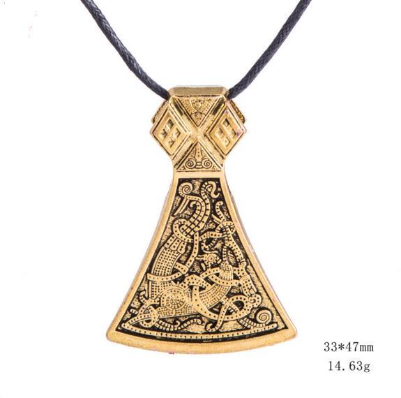 Thor Hammer Viking Axe Perun's Slavic Viking Jewelry Men Amulet Pendant Necklace Personality Jewelry Free Shipping