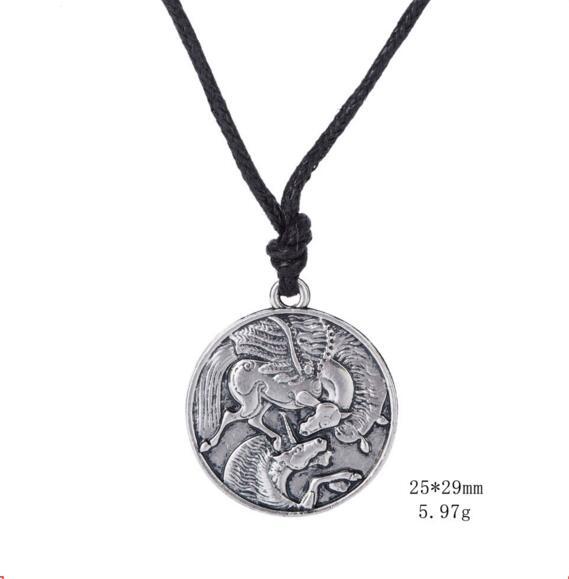 Pendant Necklace For Women Men Archangel Horse Peace Pattern Amulet Viking Jewelry Rope Chain Zinc Alloy Provide Dropshipping