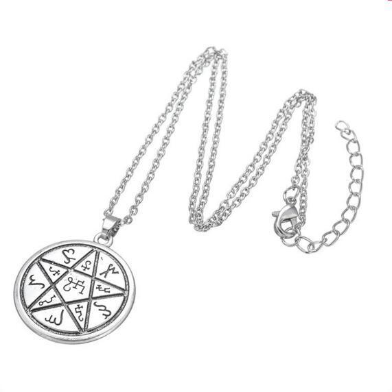 Fashion Round Alloy David Of Star Pendant Charm Necklace Religious Wicca Amulet Necklaces Jewelry Drop Shipping