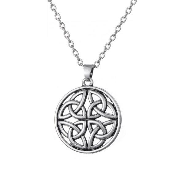 Vintage Unisex Pendant Necklace Round Twining And Hollow Out Pattern Viking Style Pendant Fashion Jewelry Zinc Alloy Dropshipping