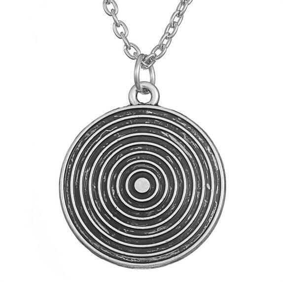 Hot Selling Zinc Alloy Metal Single Side Spiral Round Disc Pendant Charm Necklace Jewelry Free Shipping