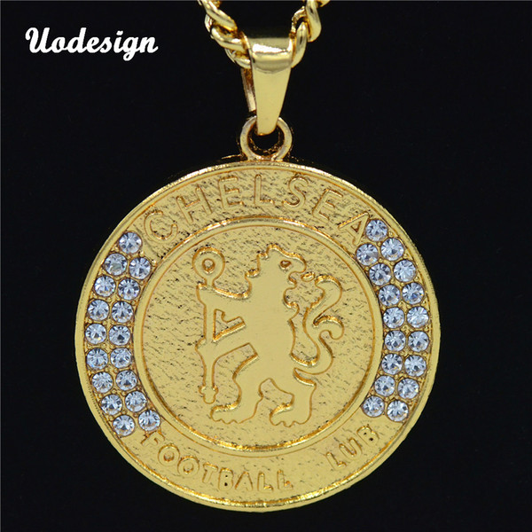 Mens Hip Hop Jewelry Iced Out Gold Color Fashion Bling Bling Big Sport Team Pendant Men Necklace Gold Color For Gift/present