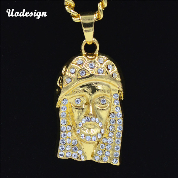 Men's Bling Bling Iced Out Jesus Head Pendant Necklace Fashion Charm Party Necklace Hip Hop Jewelry For Gif